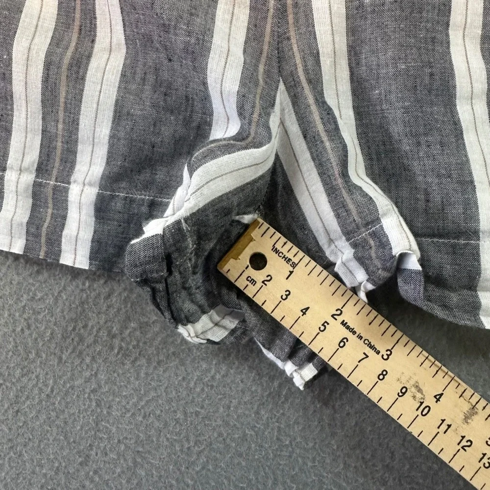 Banana Republic Grey White Striped Linen Blend Short Sleeve Romper Size 4